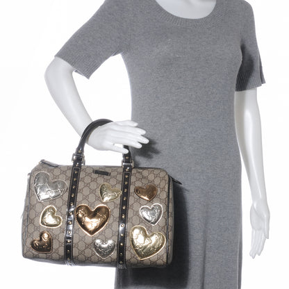 Gucci Monogram Guccissima Hearts Studded Medium Joy Boston Dark Brown 2 of 8