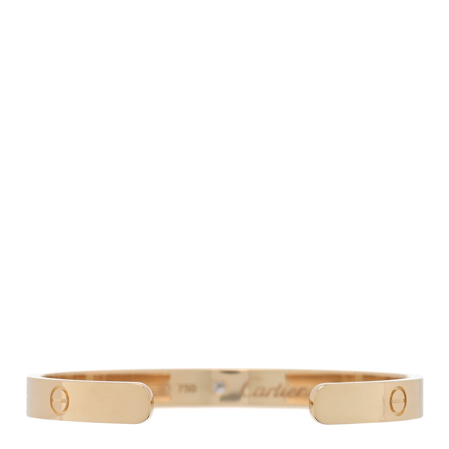 18K Yellow Gold 1 Diamond LOVE Cuff Bracelet 17