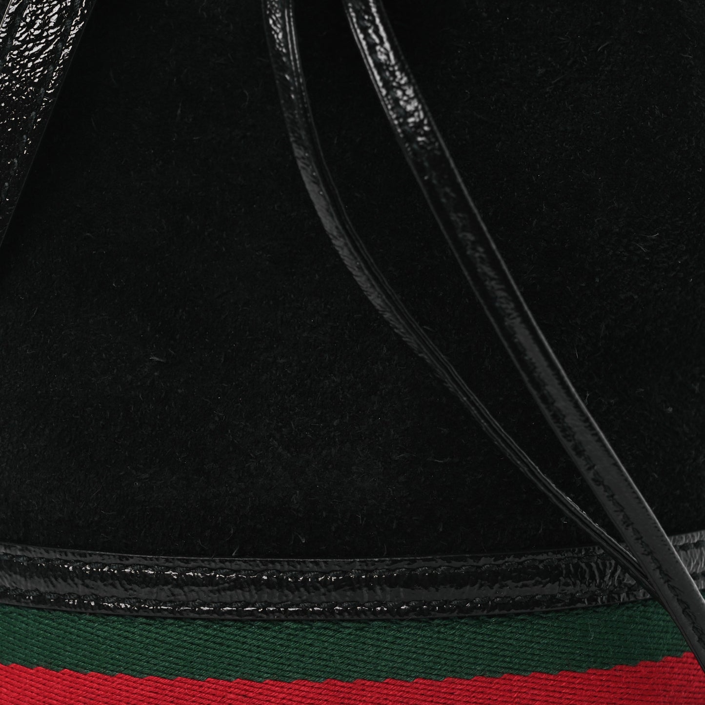 Suede Patent Web Mini Ophidia Bucket Bag Black