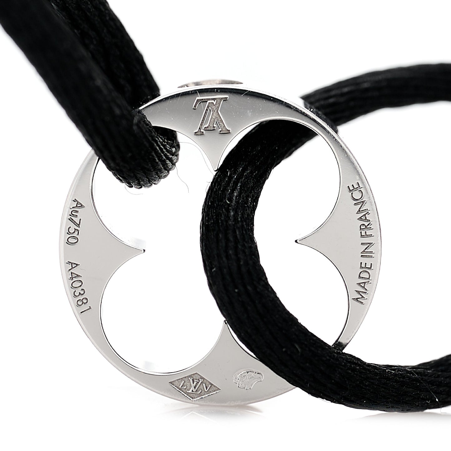 18K White Gold Cord Empreinte Adjustable Bracelet Black