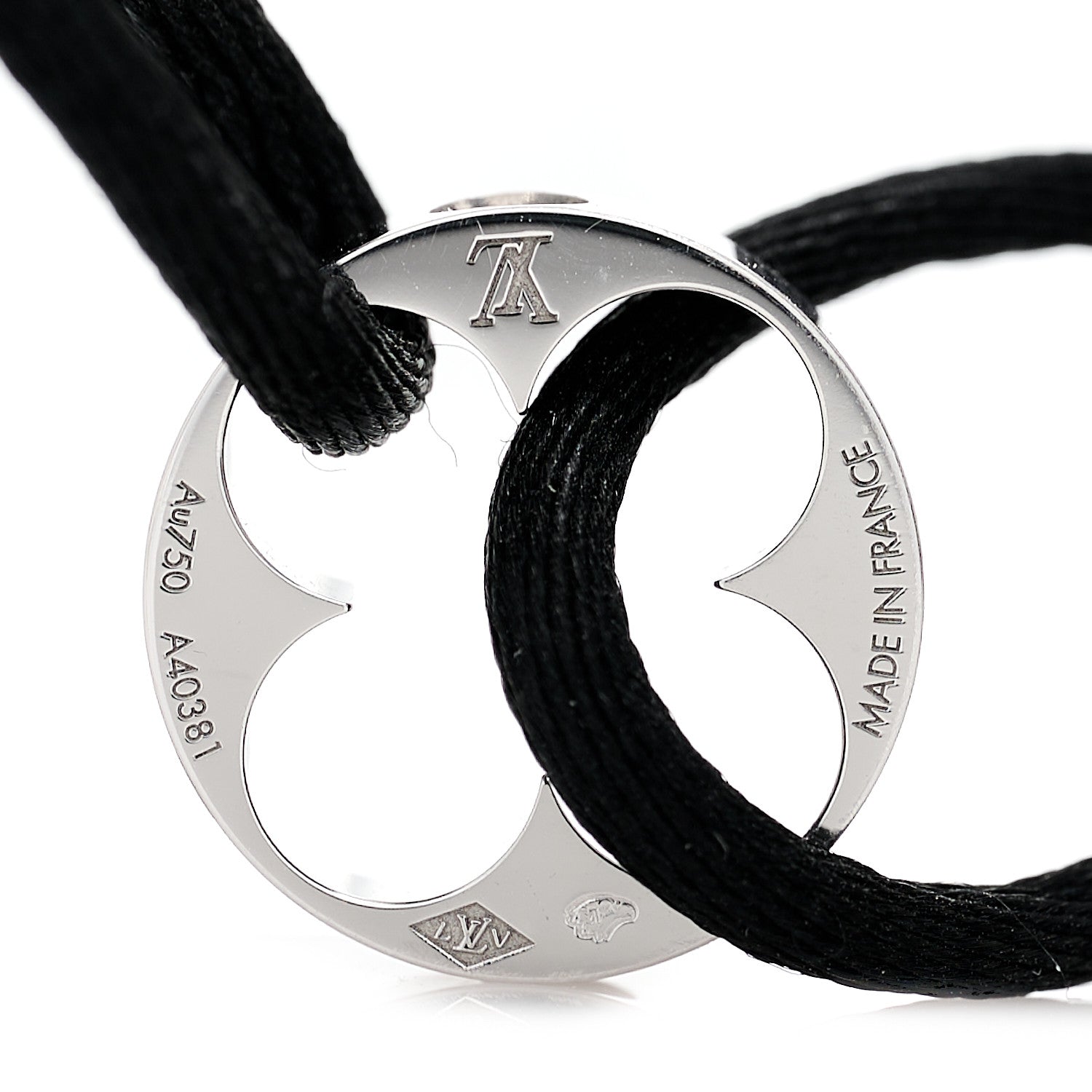 Louis Vuitton 18K White Gold Cord Empreinte Adjustable Bracelet Black 3 of 3