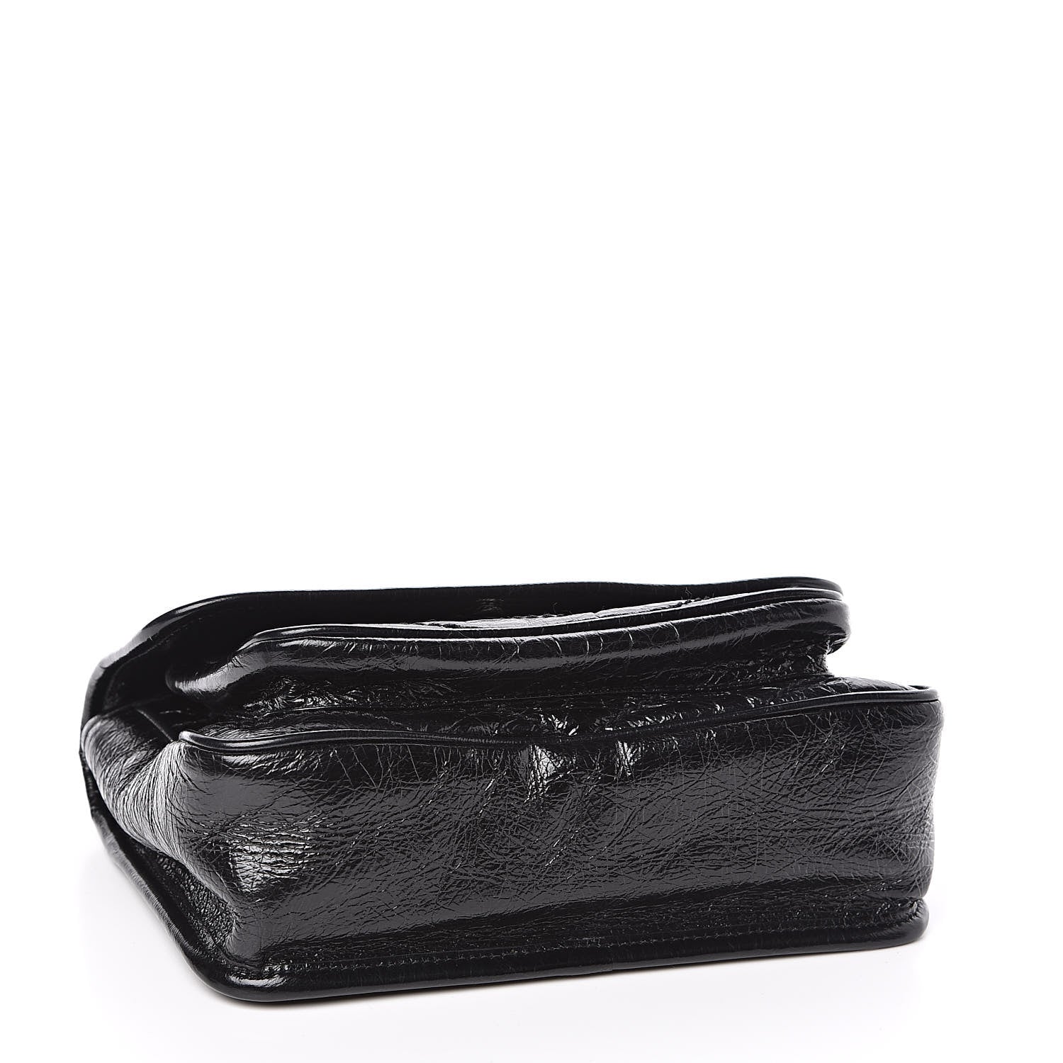 Saint Laurent Crinkled Calfskin Matelasse Monogram Baby Niki Chain Satchel Black 4 of 10