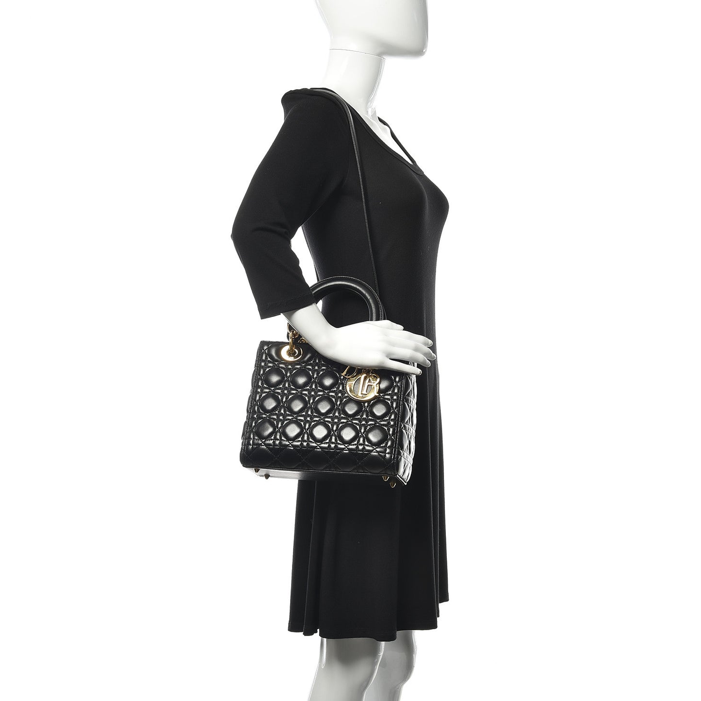 Lambskin Cannage Medium Lady Dior Black