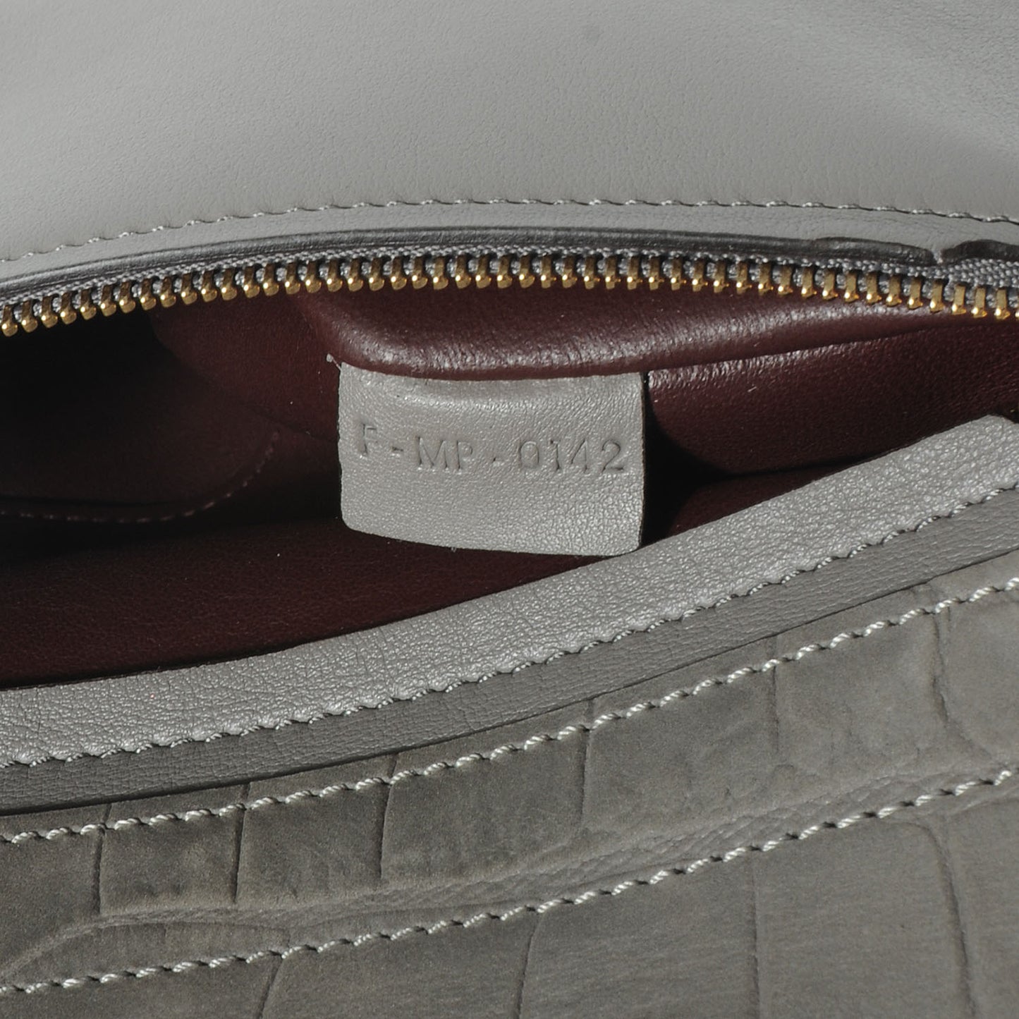 Crocodile Embossed Large Trapeze Grey