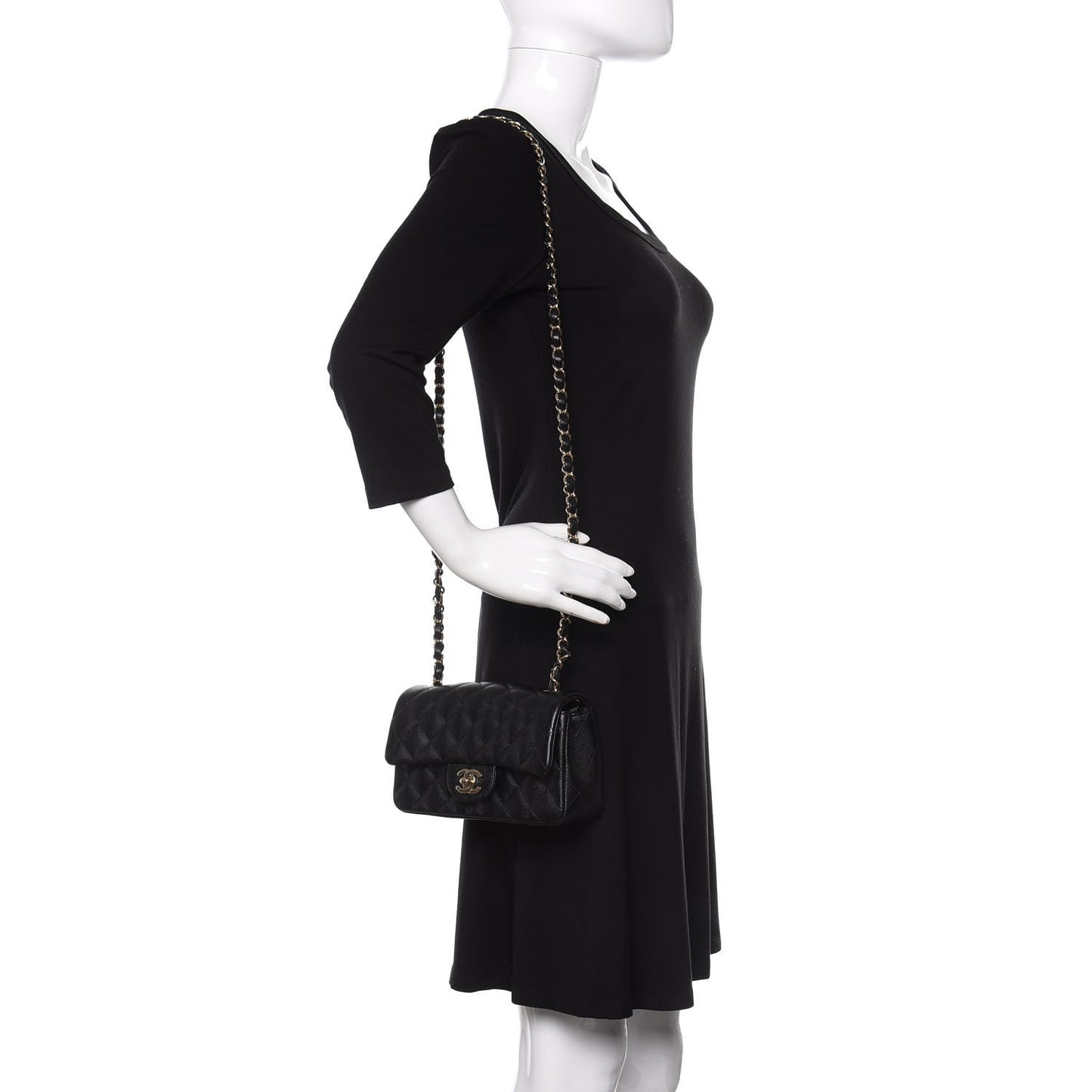 Caviar Quilted Mini Rectangular Flap Black