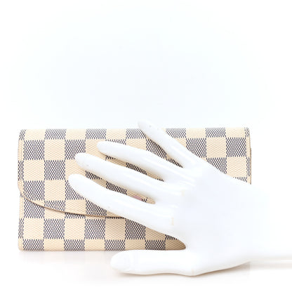 Louis Vuitton Damier Azur Emilie Wallet Rose Ballerine 2 of 6