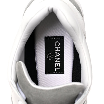 Chanel Suede Calfskin CC Sneakers 41 White Grey Blue 6 of 8