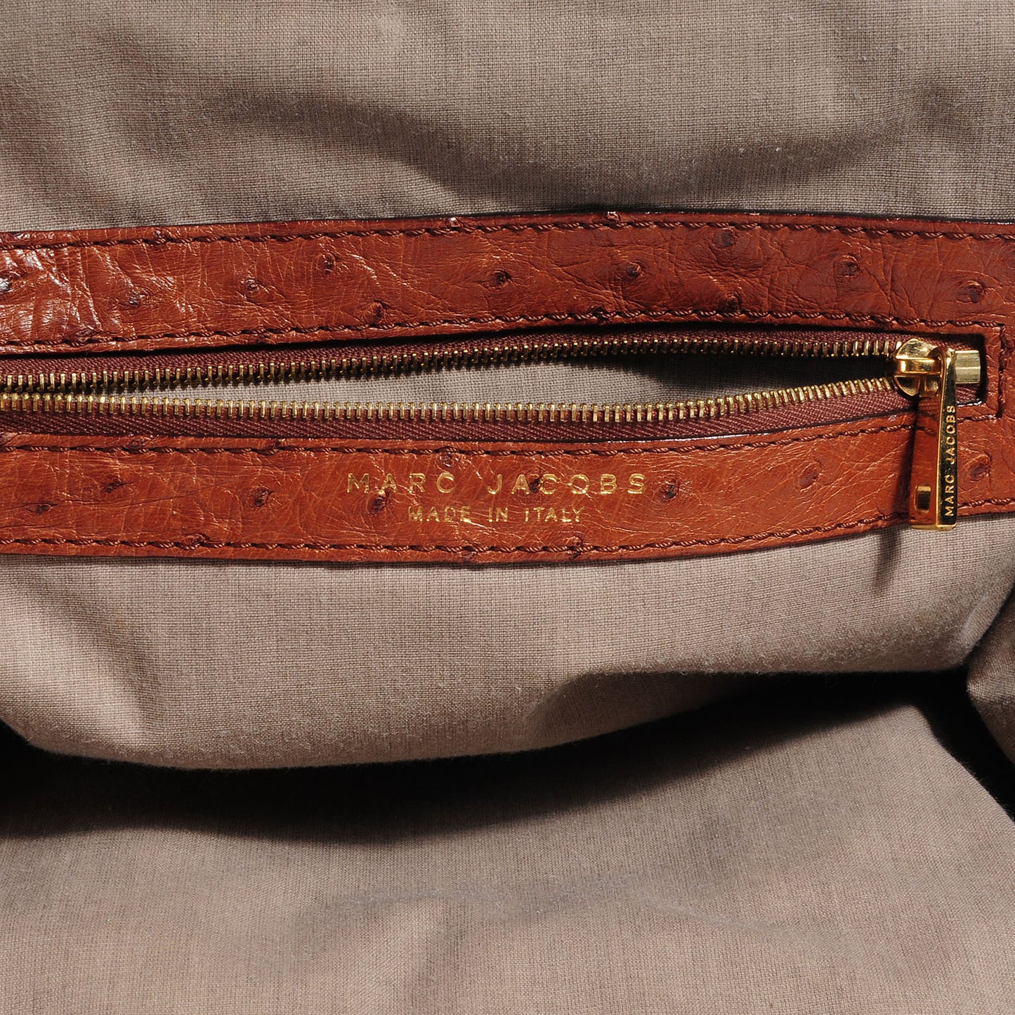 Quilted Coated Canvas and Ostrich Trim Stam Tote Light Grey