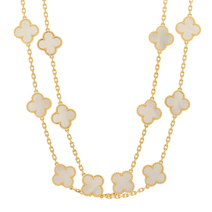 Van Cleef & Arpels 18K Yellow Gold Mother of Pearl 20 Motifs Vintage Alhambra Necklace 1 of 6