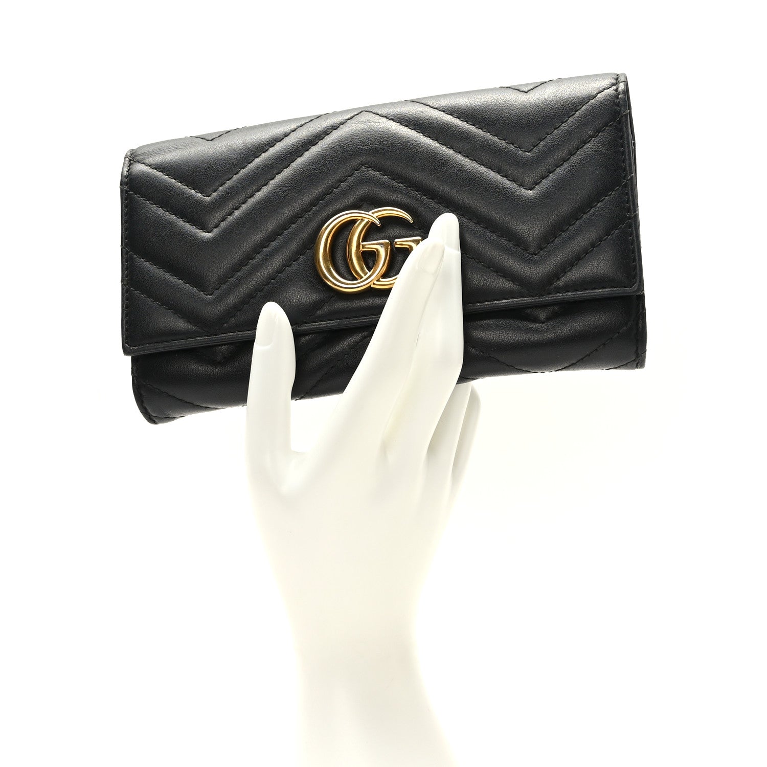 Gucci Calfskin Matelasse GG Marmont Continental Wallet Black 2 of 7