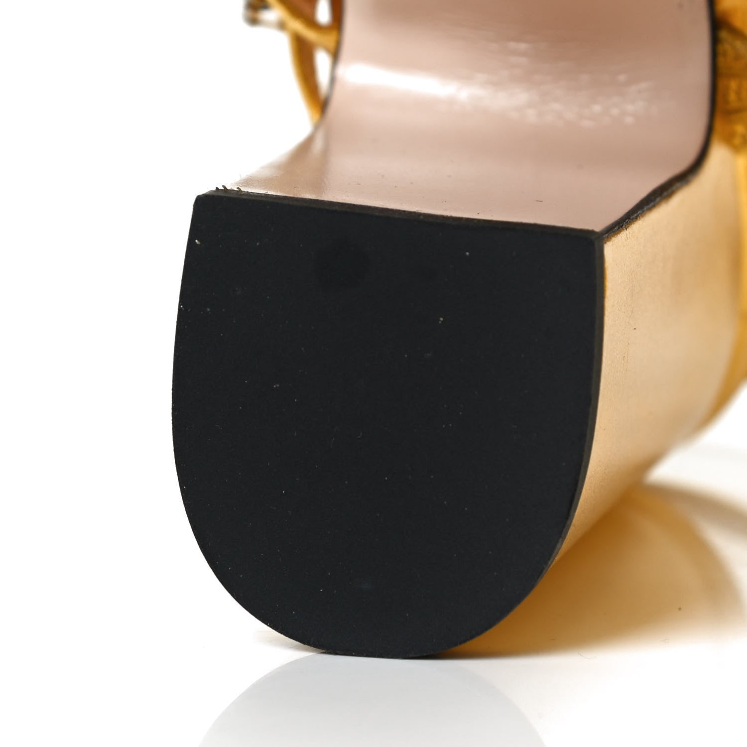 Gucci Nappa Silk Crystal Bertie High Heel Sandals 37.5 Gold 10 of 13
