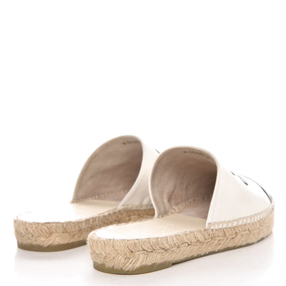 Chanel Iridescent Goatskin CC Espadrille Mules 38 Ivory Black 4 of 10