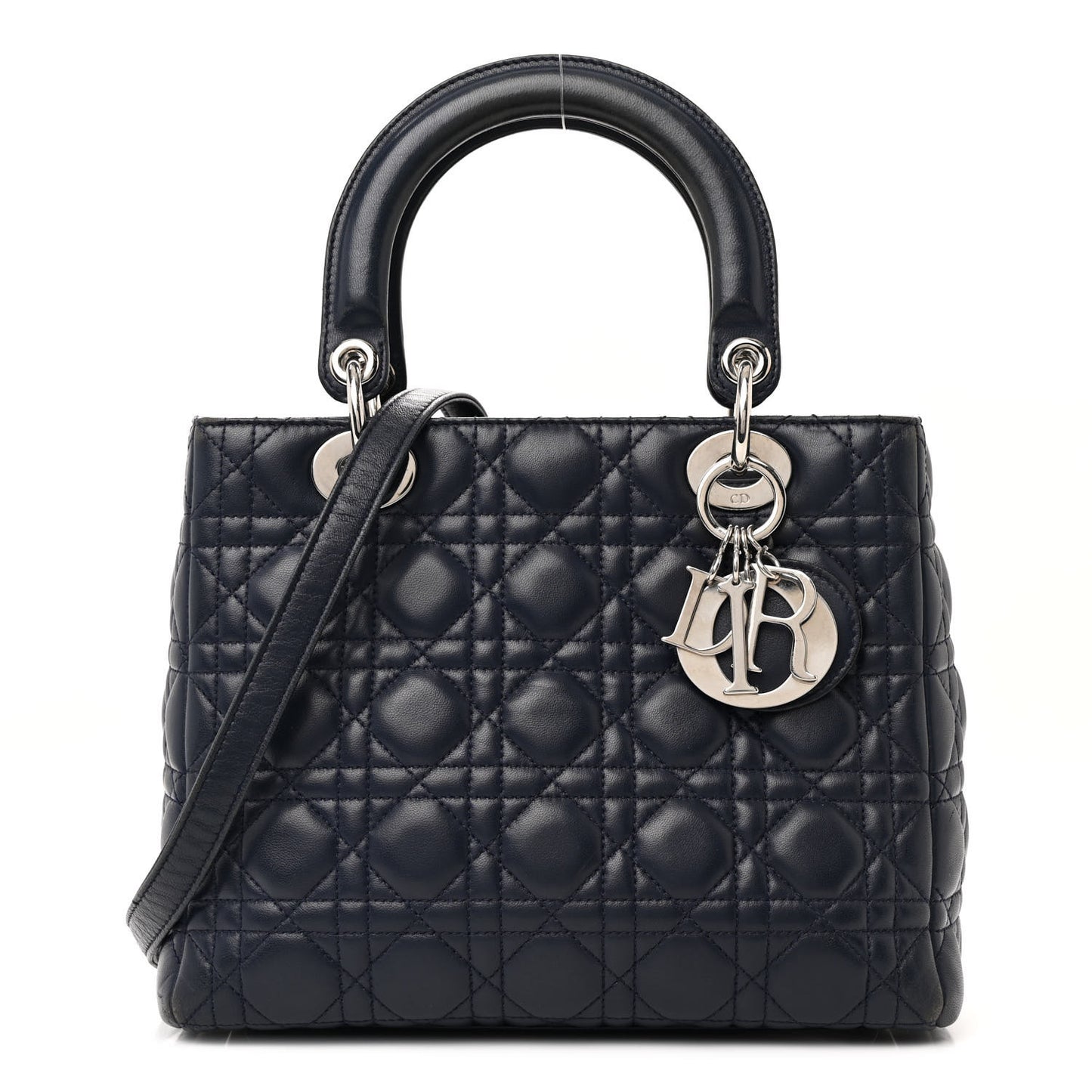 Lambskin Cannage Medium Lady Dior Navy Blue
