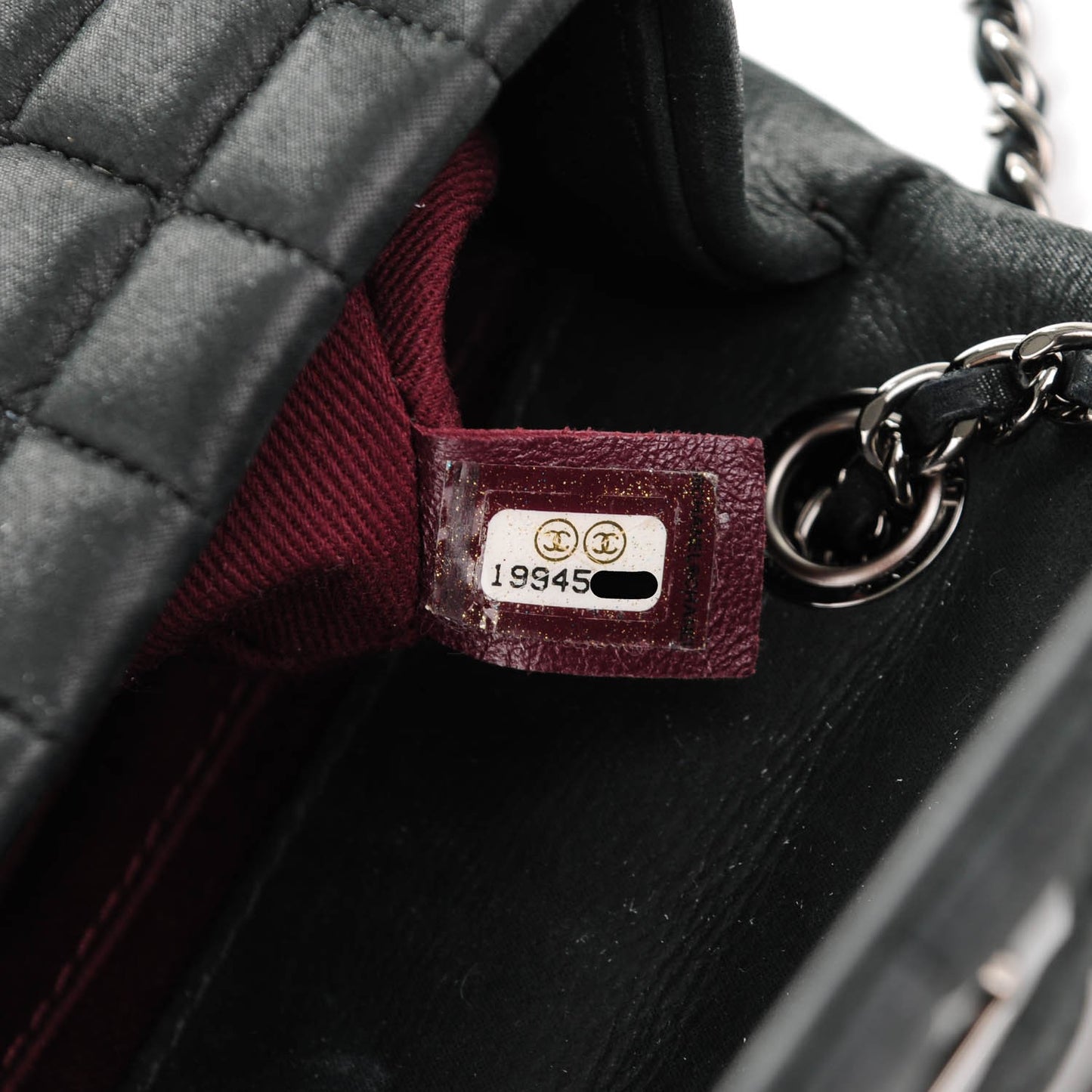 Iridescent Calfskin Square Quilted Mini Flap Black