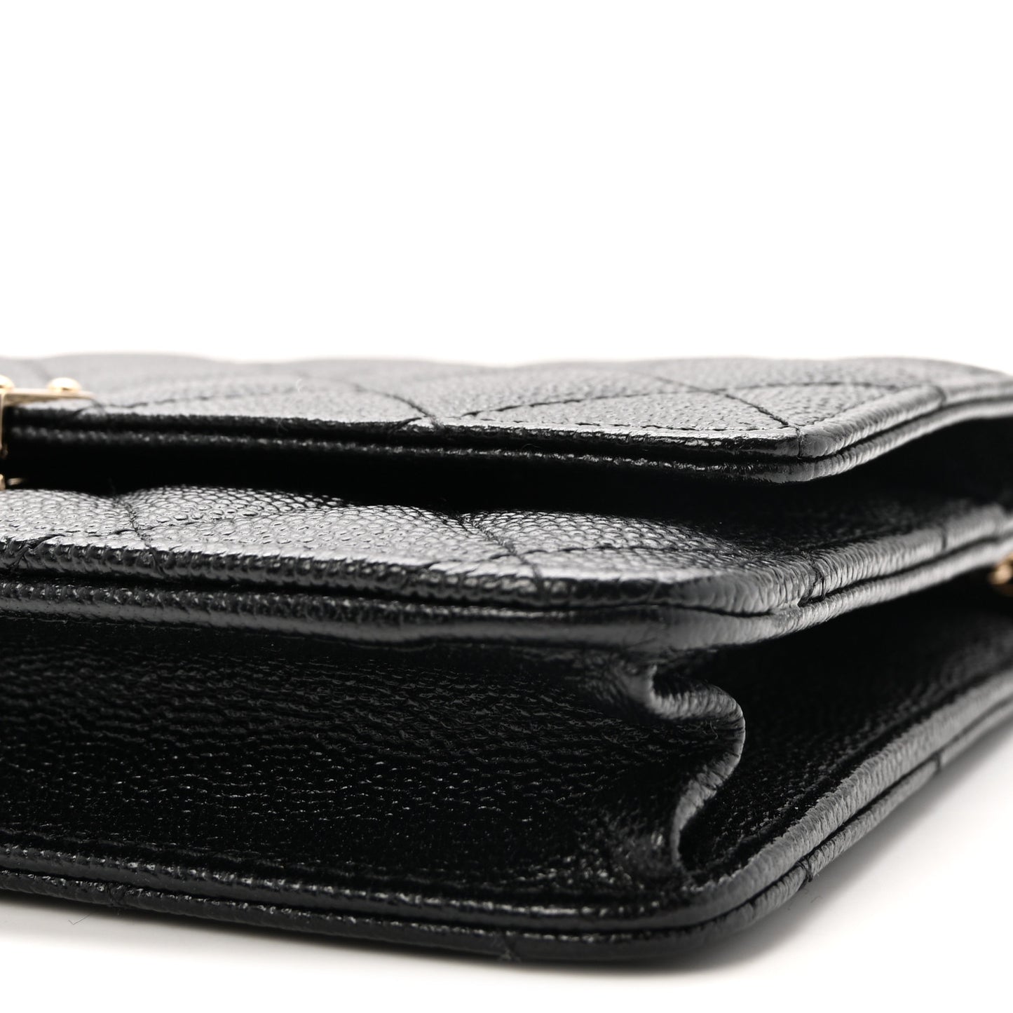Caviar Quilted Golden Class Wallet On Chain WOC Black