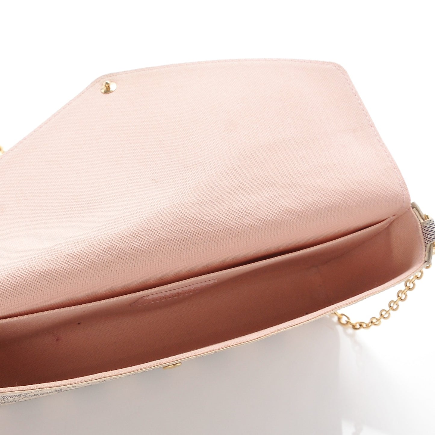 Damier Azur Pochette Felicie Chain Wallet Rose Ballerine