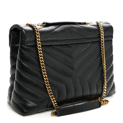 Saint Laurent Calfskin Y Quilted Monogram Medium Loulou Chain Satchel Black 3 of 10