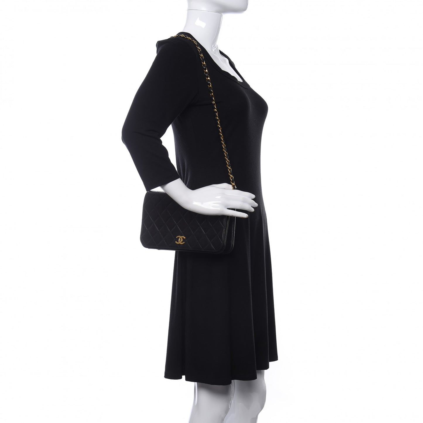Lambskin Quilted Small Single Flap Black