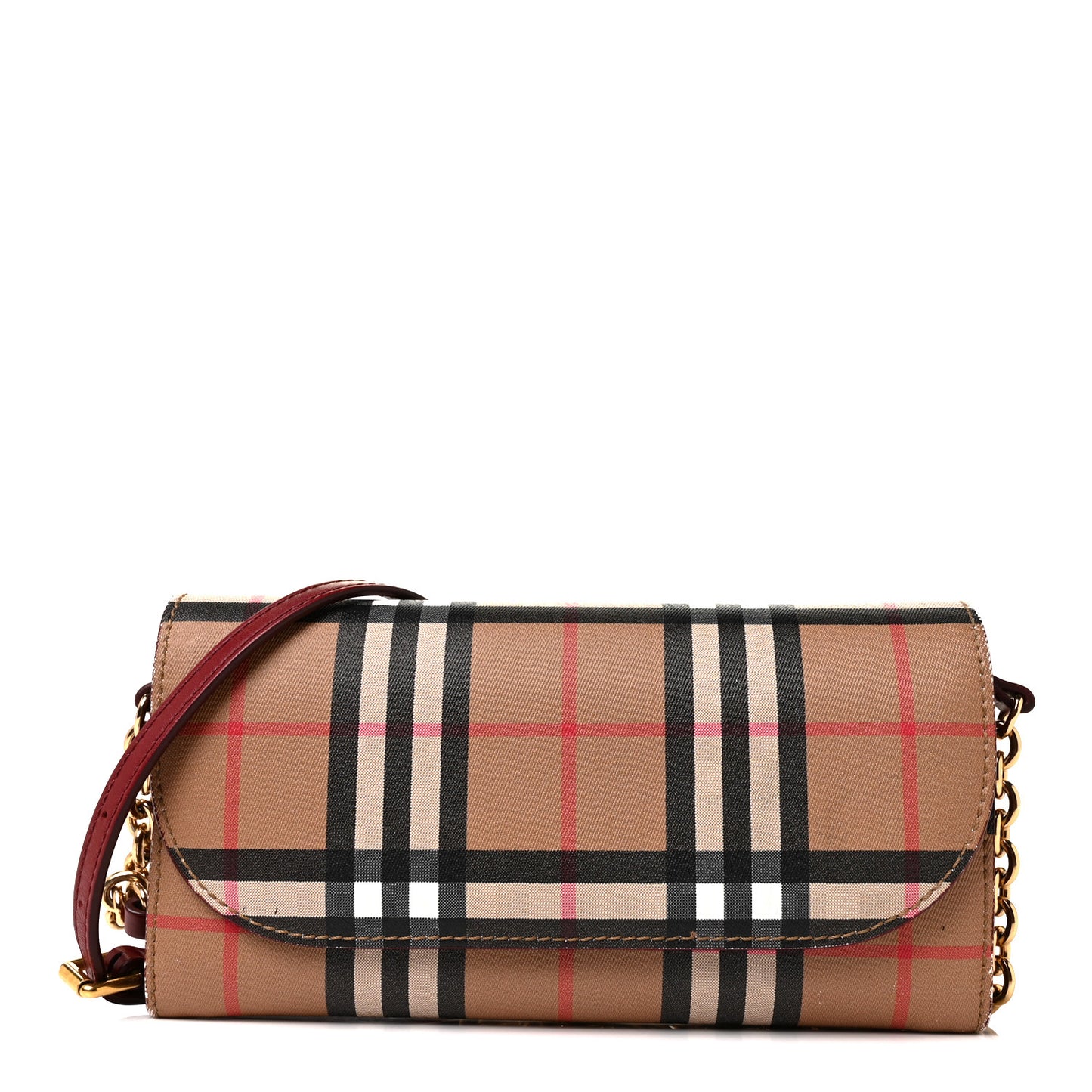 Vintage Check Henley Wallet On Chain Crimson