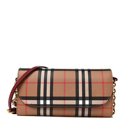 Burberry Vintage Check Henley Wallet On Chain Crimson 1 of 8
