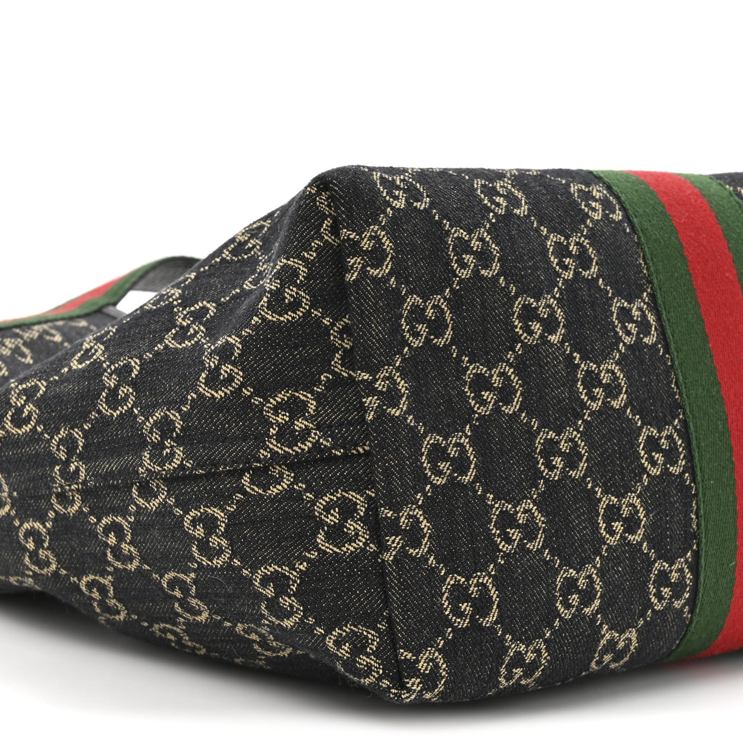 Gucci Denim GG Monogram Web Small Giglio Tote Black Ivory 10 of 10