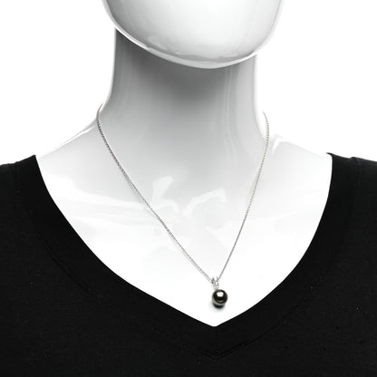 Mikimoto 18K White Gold Diamond Tahitian Pearl 10mm Morning Dew Pendant Necklace 2 of 4