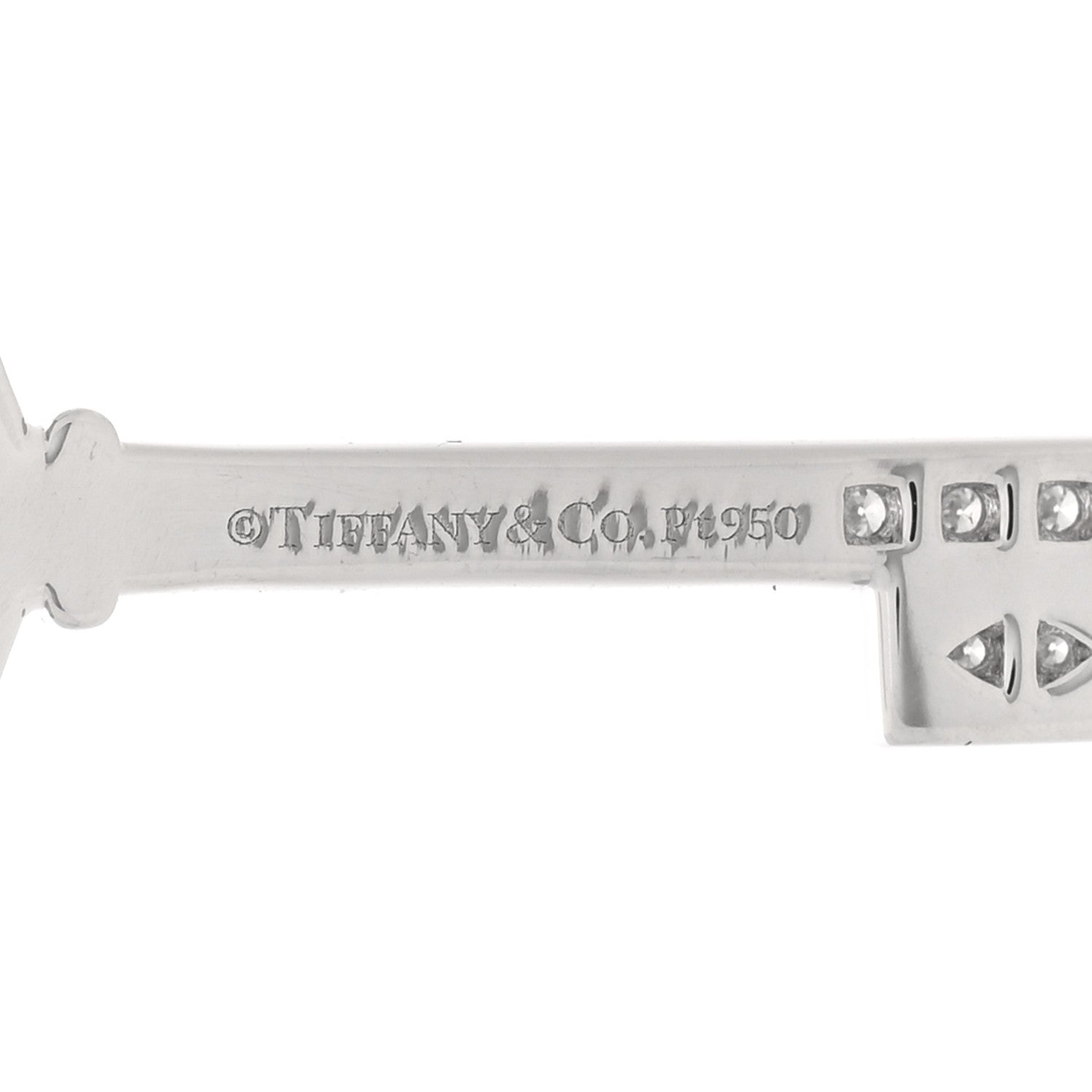 Tiffany Platinum Diamond Victoria Round Key Pendant 3 of 4