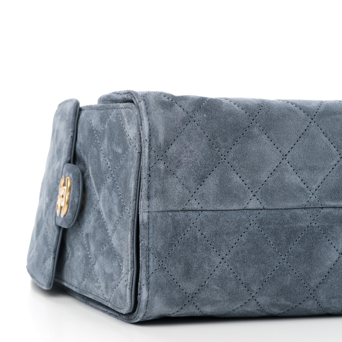 Suede Quilted Small Chanel 25 Handbag Blue