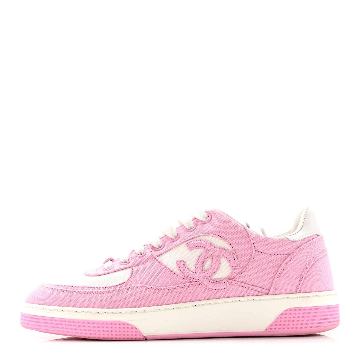 Chanel Cotton Sneakers 38 Pink White 1 of 13