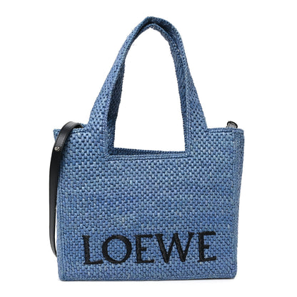 Loewe X PAULA'S IBIZA Raffia Small Font Tote Light Blue 1 of 8