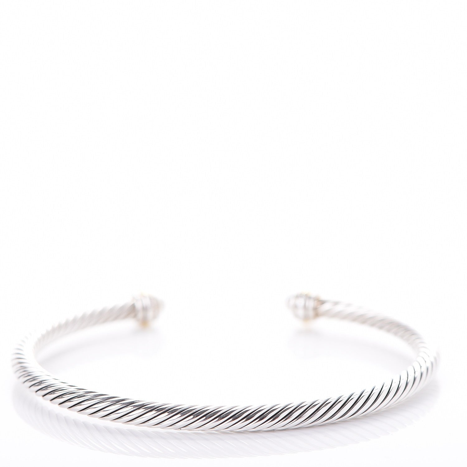 David Yurman Sterling Silver 18K Yellow Gold 4mm Cable Classics Bracelet 3 of 5