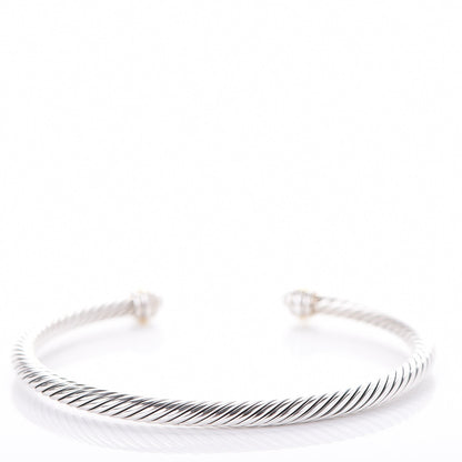 David Yurman Sterling Silver 18K Yellow Gold 4mm Cable Classics Bracelet 3 of 5