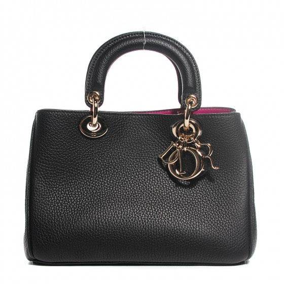Christian Dior Bullcalf Small Diorissimo Tote Black Rose Indien 1 of 18