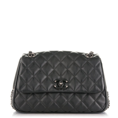 Chanel Calfskin Quilted Medium Frame In Chain Flap Black 1 of 7
