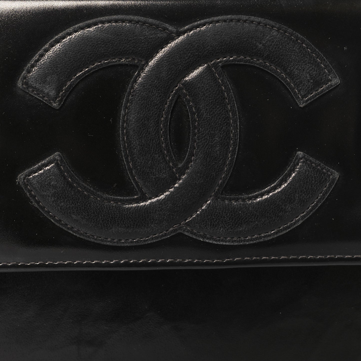 Lambskin Patent CC Snake Chain Flap Bag Black