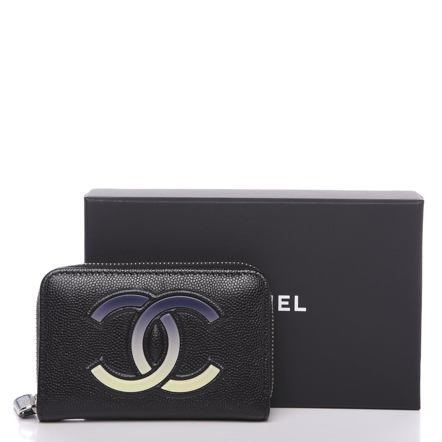 Caviar CC Small Zip Around Coin Purse Black Blue Green