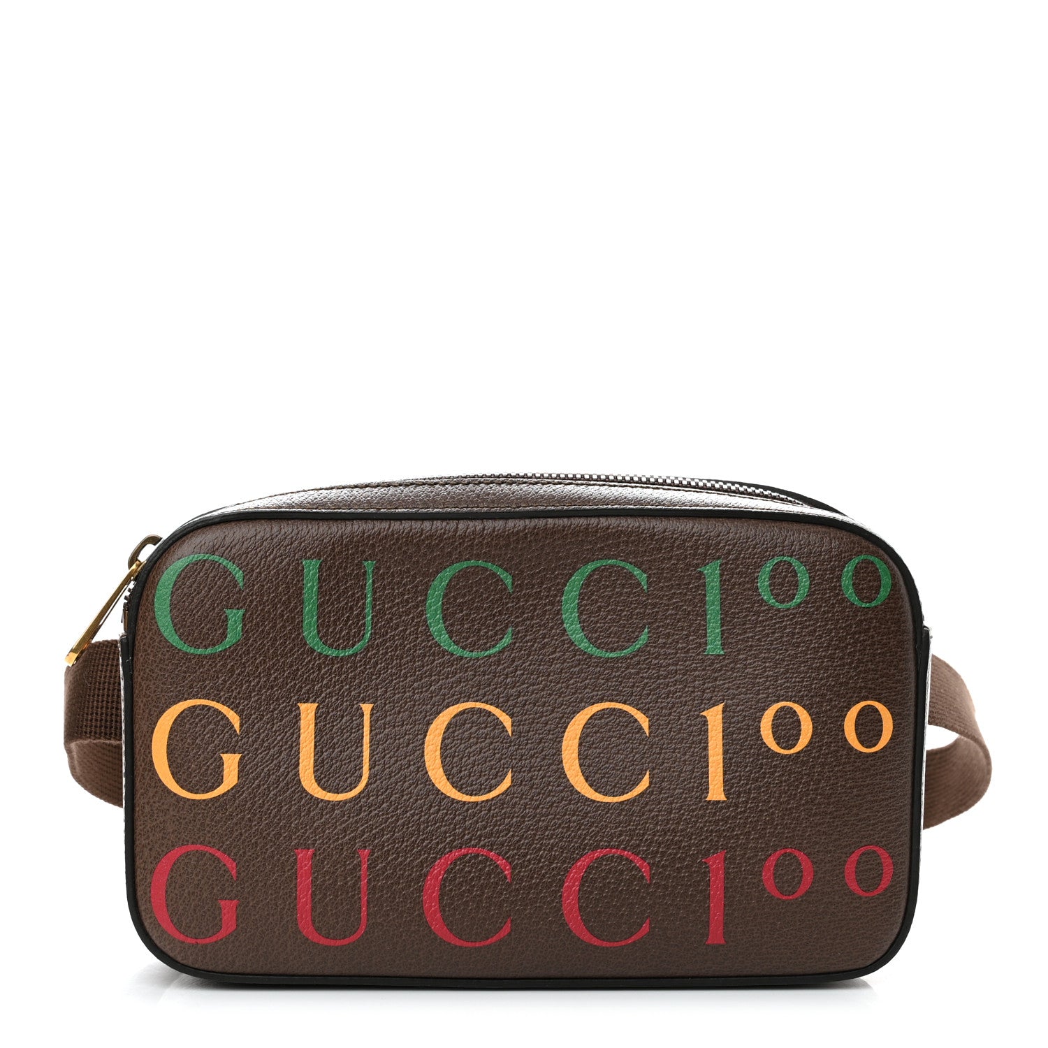 Gucci Textured Dollar Calfskin Gucci 100 Aria Belt Bag 90 36 New Acero Multicolor 1 of 11