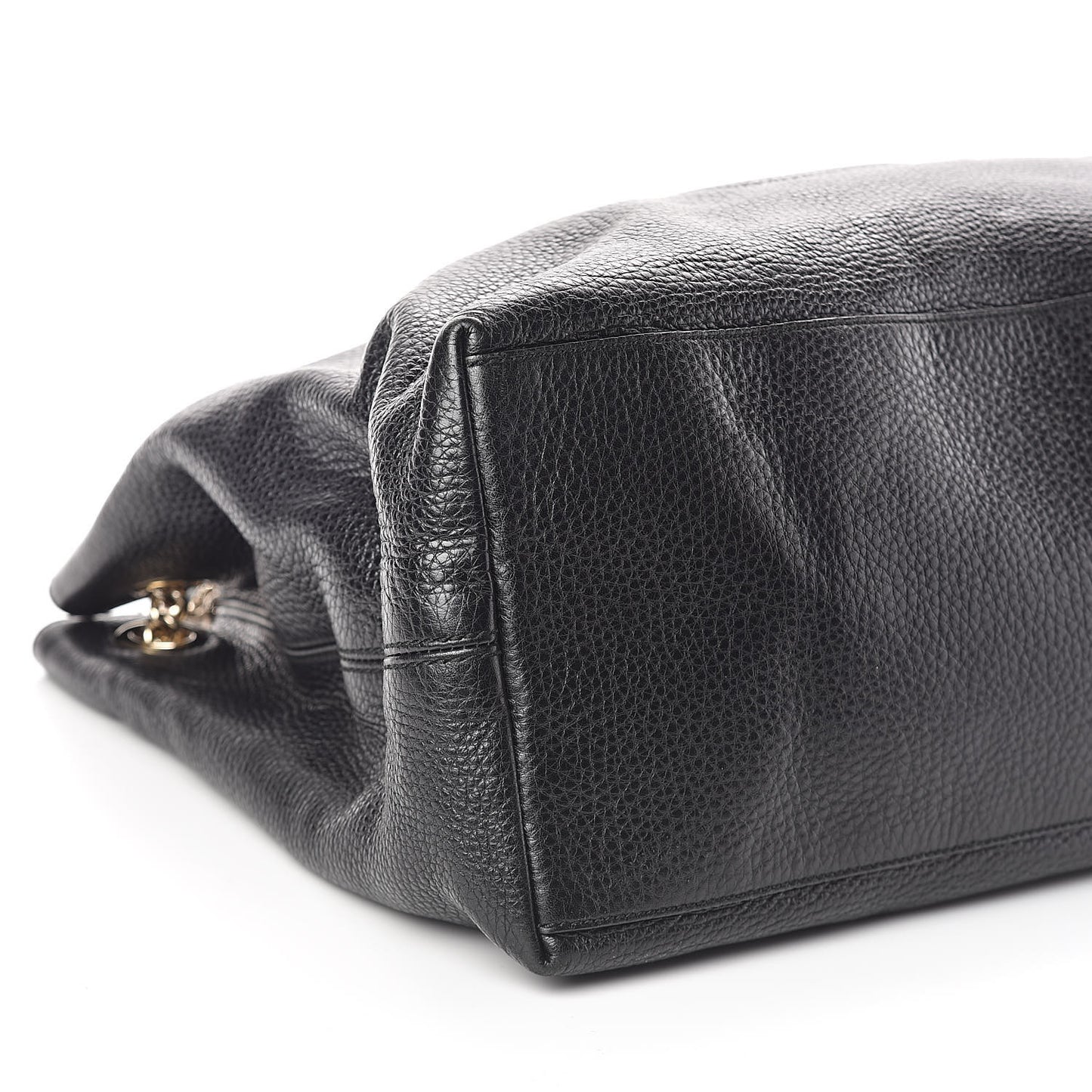 Pebbled Calfskin Large Soho Chain Shoulder Bag Black