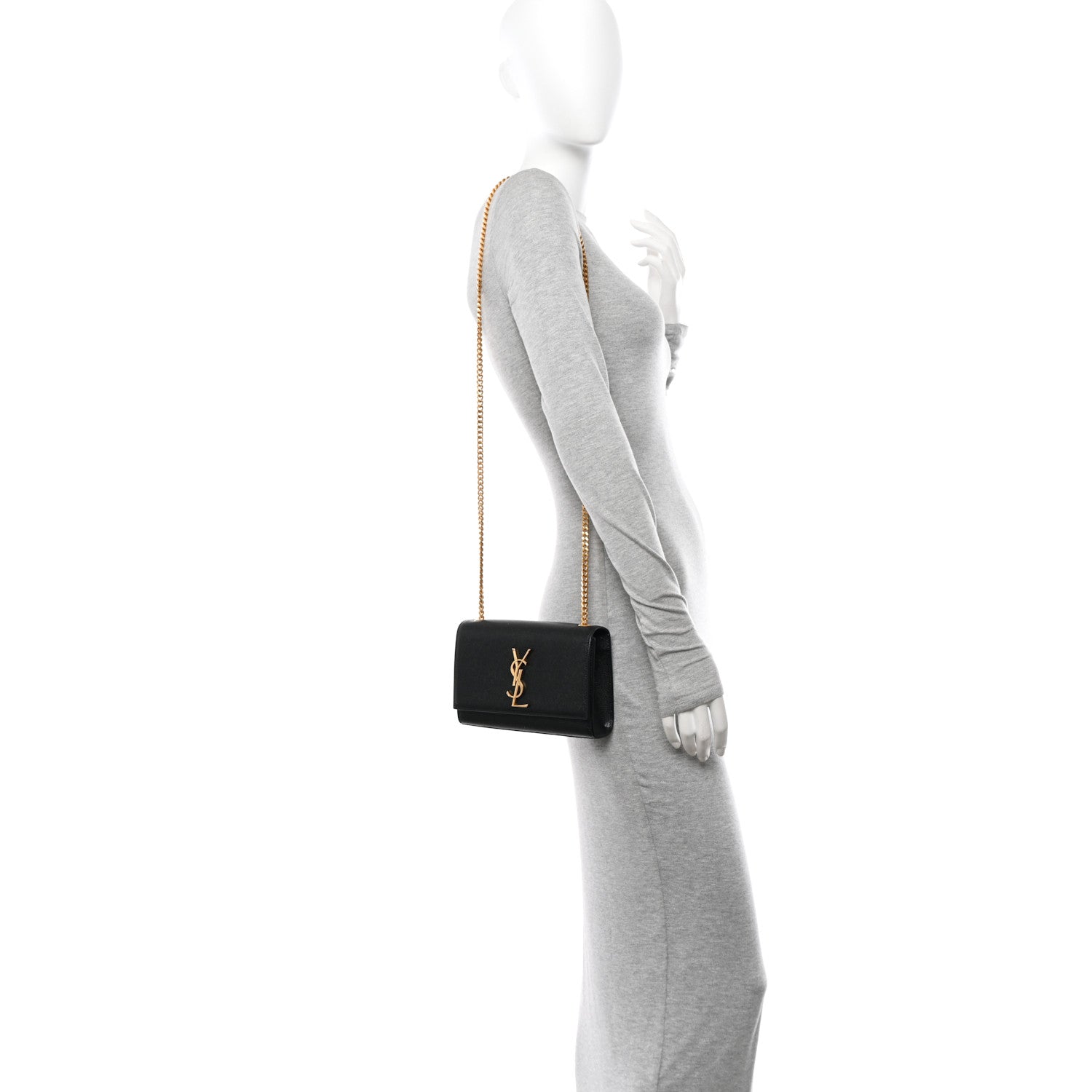 Saint Laurent Grain De Poudre Small Monogram Kate Satchel Black 2 of 10