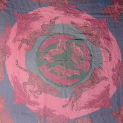 Hermes Silk Mousseline Guepards Scarf 140 Rose Bleu Vert 1 of 6