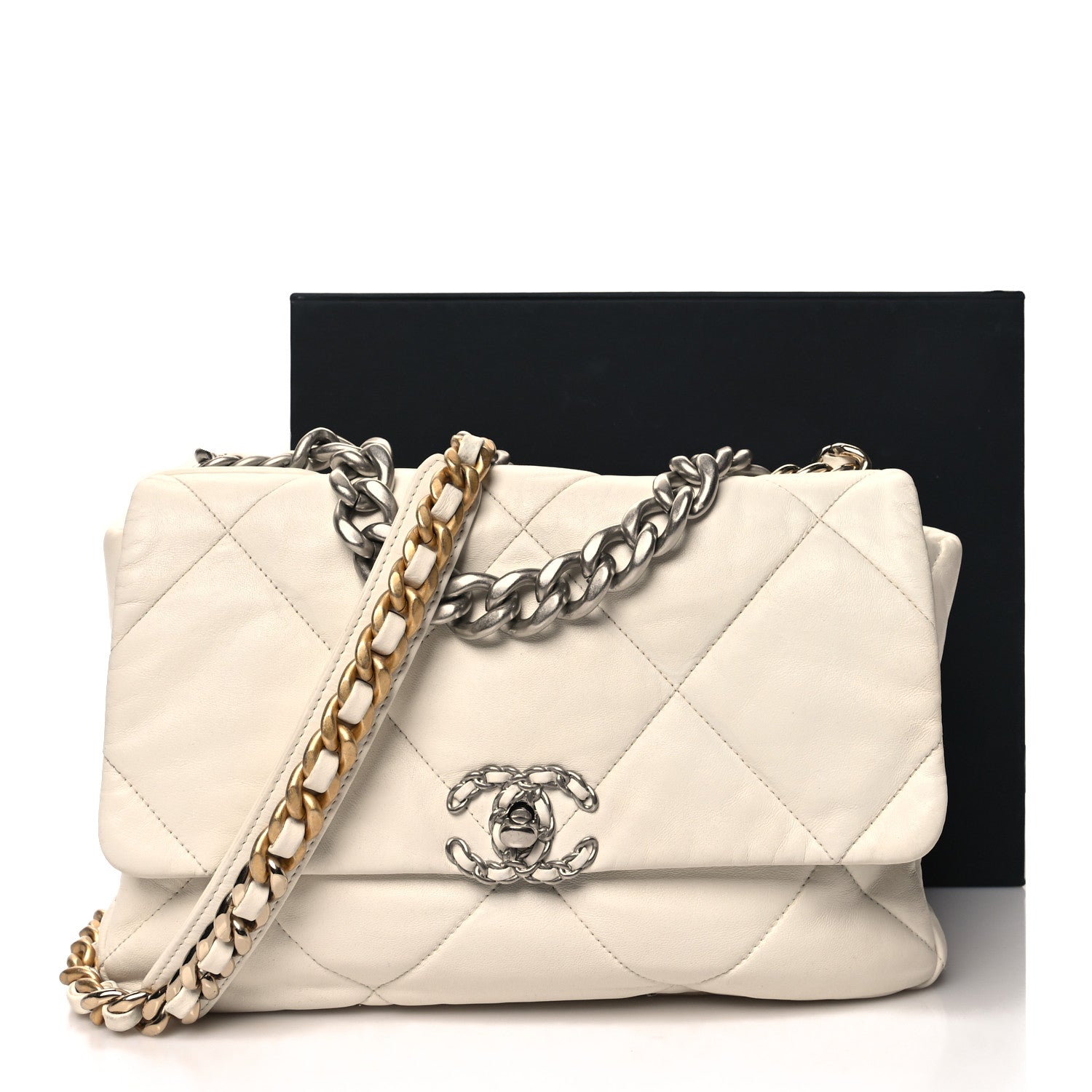 Chanel Goatskin Quilted Large 19 Flap White 14 of 14