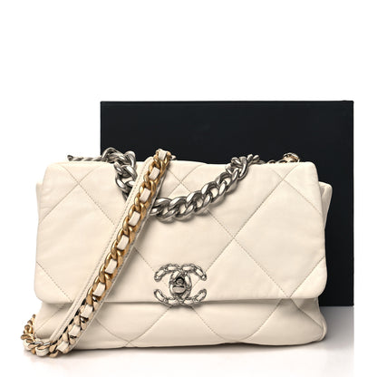 Chanel Goatskin Quilted Large 19 Flap White 14 of 14