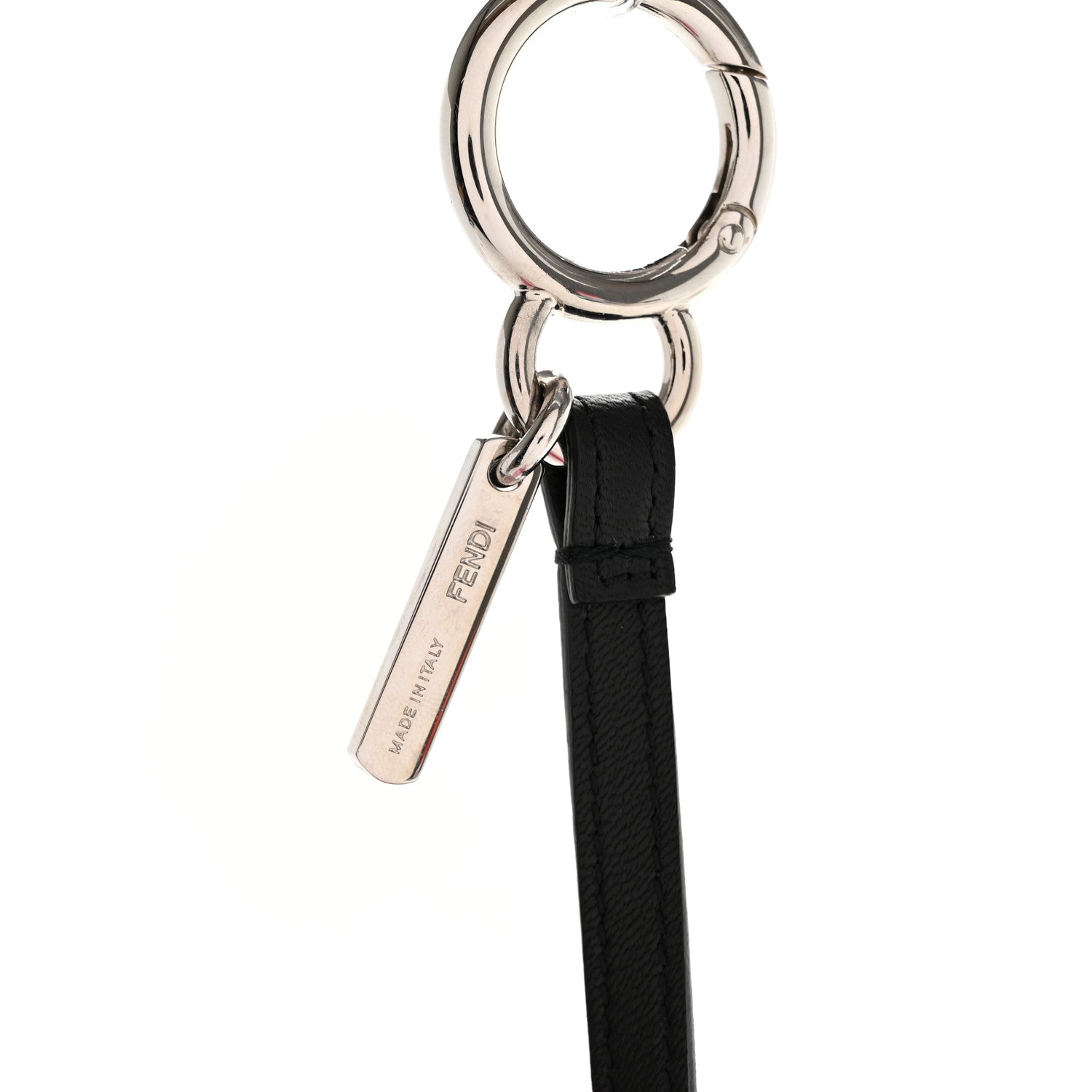 Fendi Fox Mink Goat Fur Nappa Karlito Bag Charm Black White Rosa 4 of 5