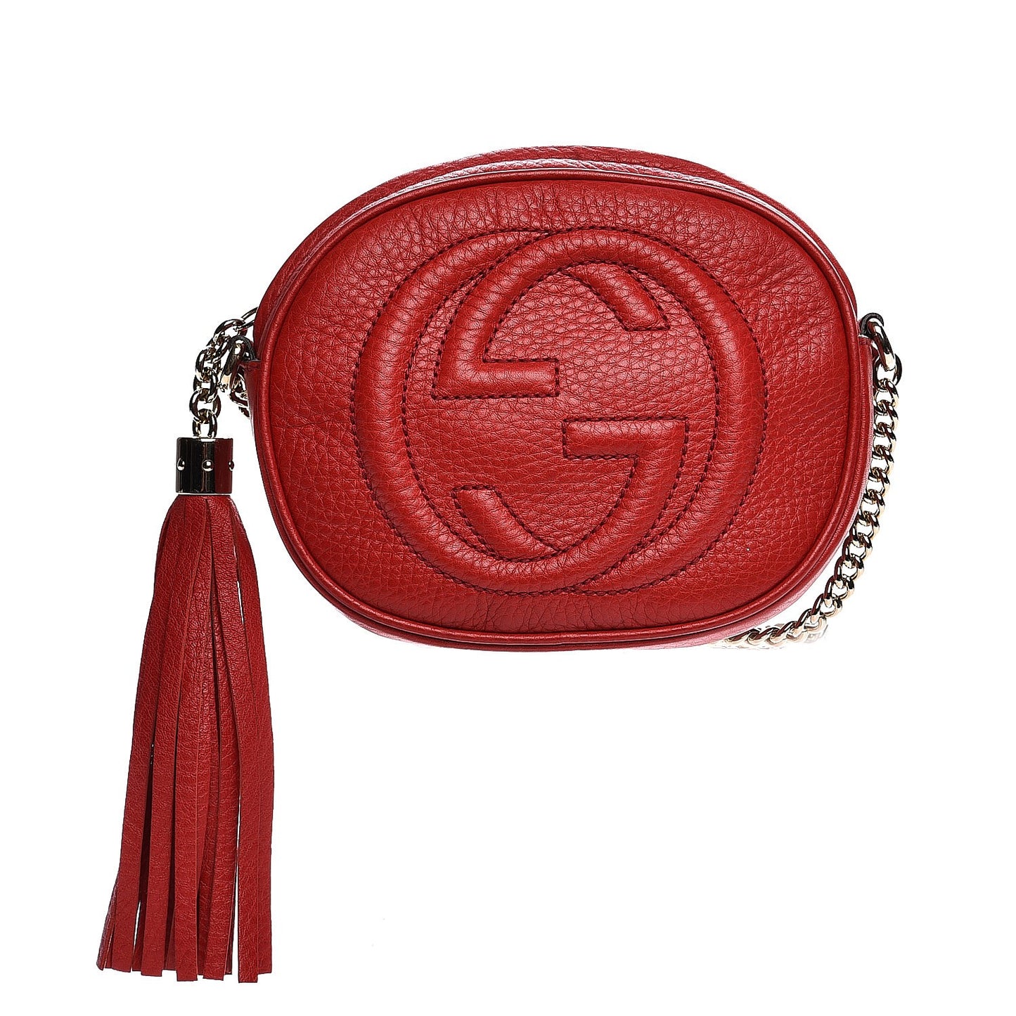 Pebbled Calfskin Mini Soho Chain Bag Tabasco Red