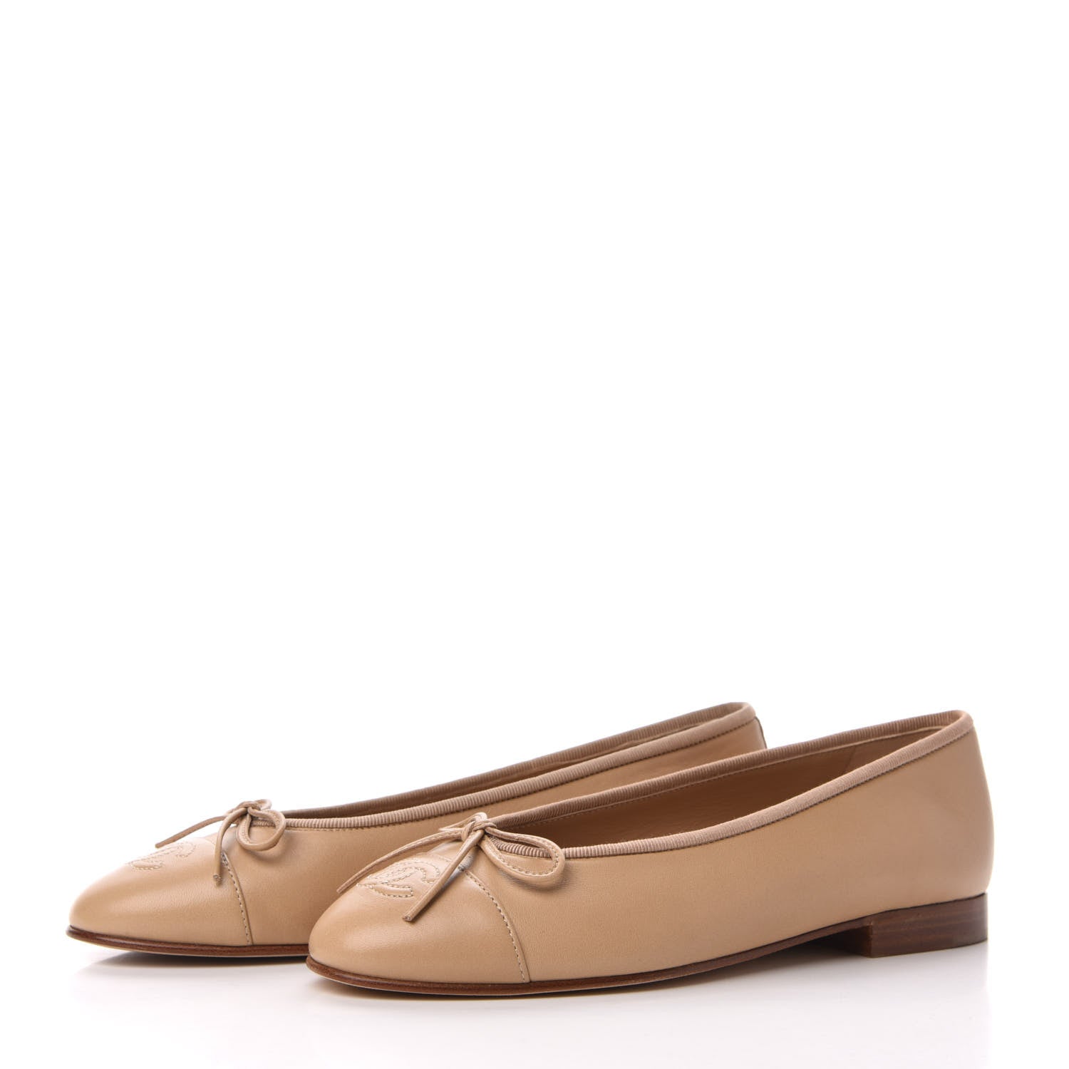 Chanel Lambskin Cap Toe CC Ballerina Flats 36 Beige 3 of 9