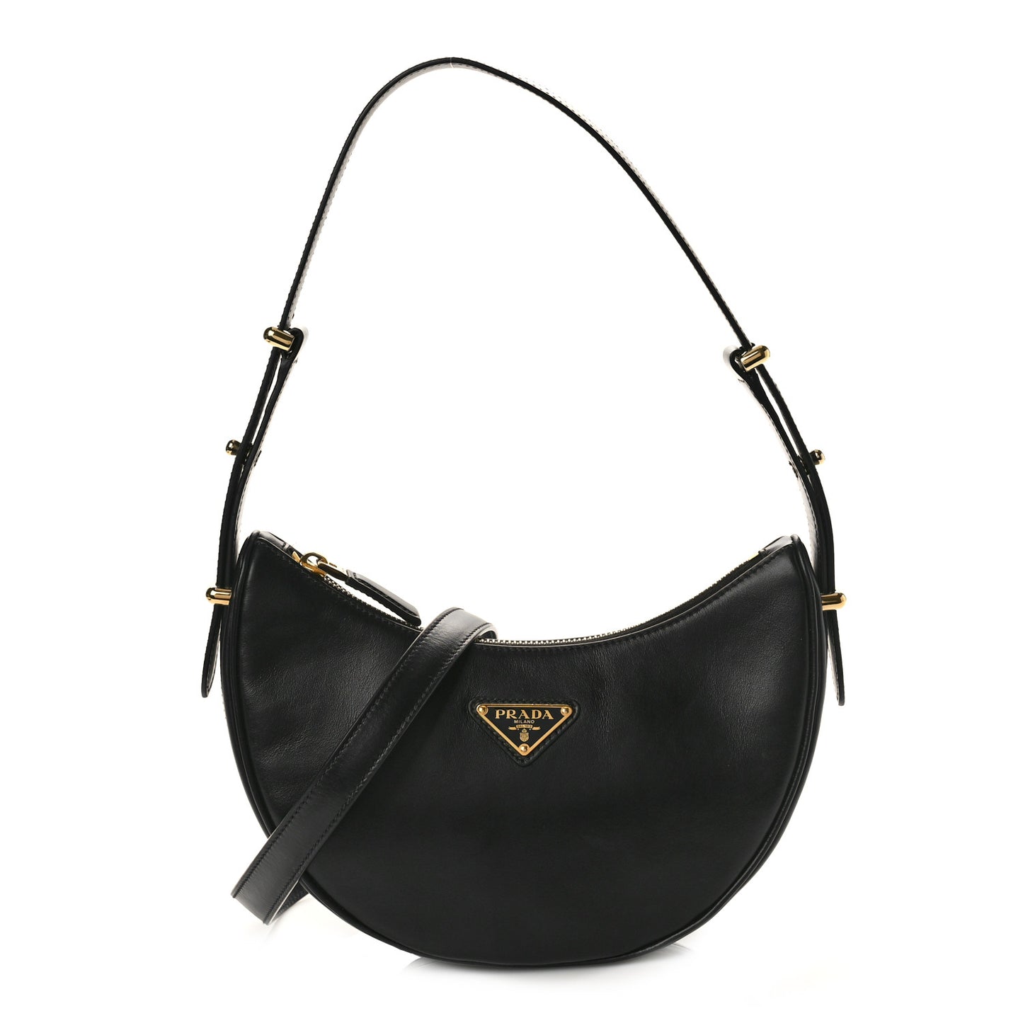 Soft Calfskin Arque Shoulder Bag Black