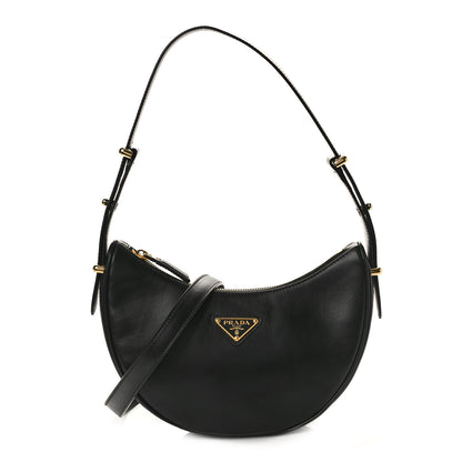 Prada Soft Calfskin Arque Shoulder Bag Black 1 of 8