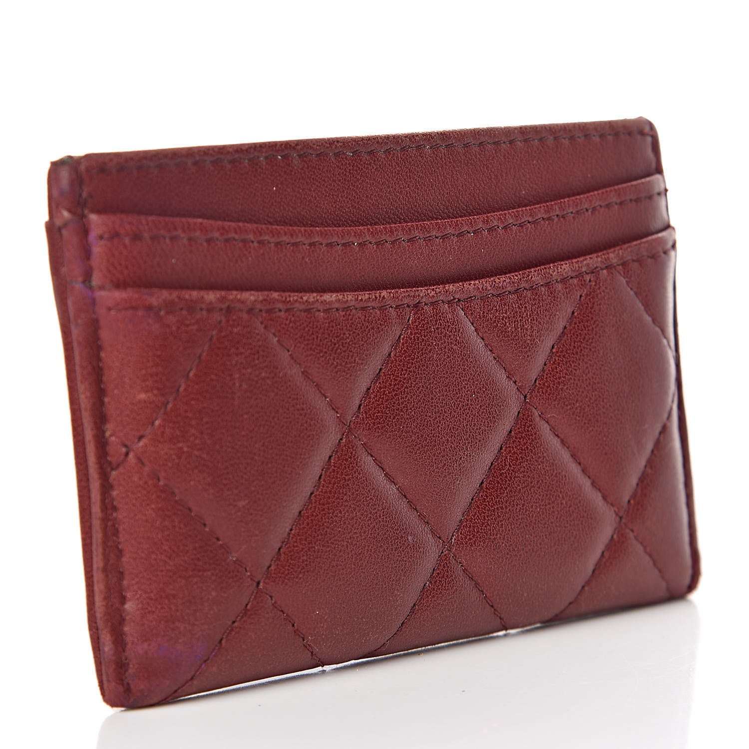Chanel Lambskin Quilted Card Holder Burgundy 3 of 13