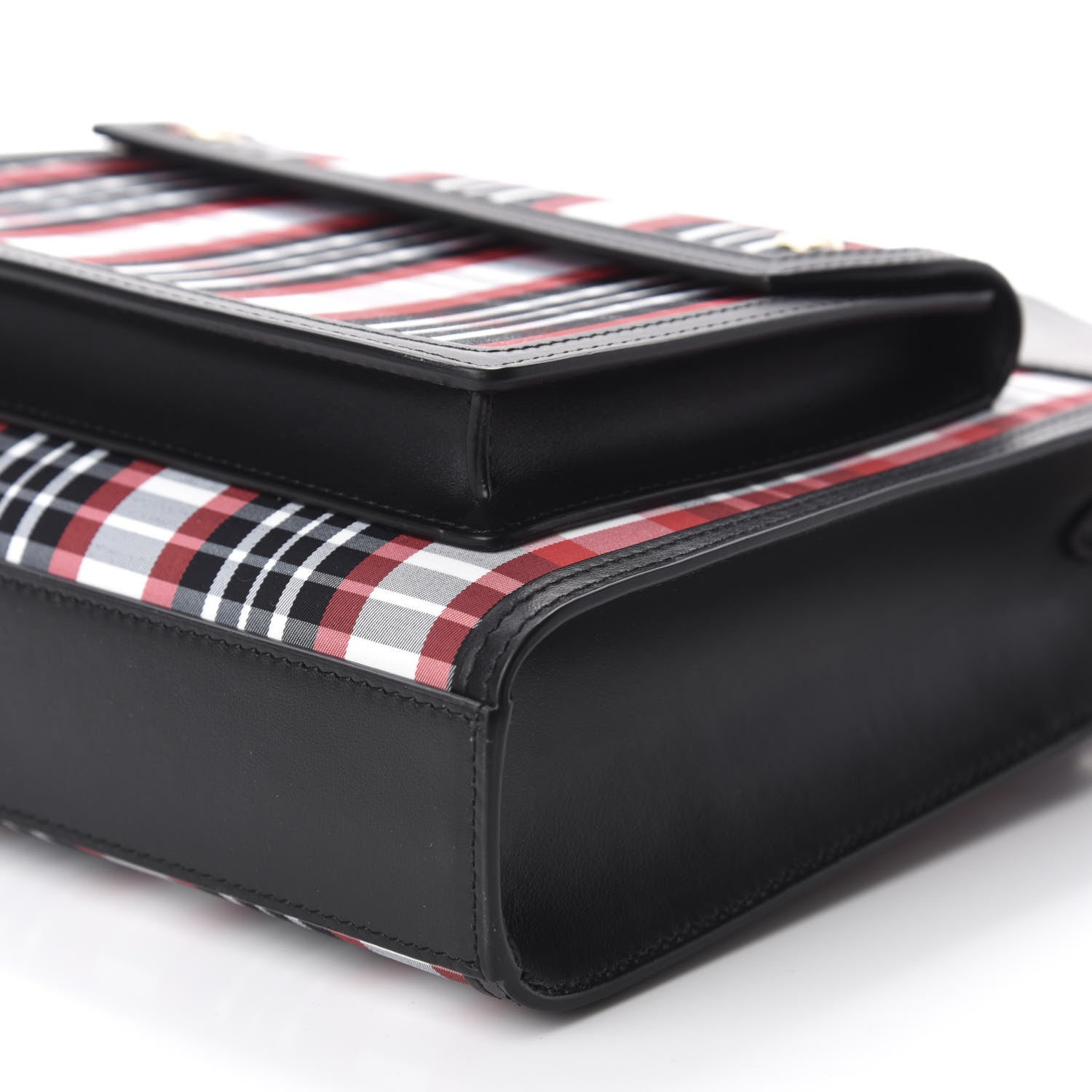Burberry Calfskin Nylon Tartan Mini Pocket Bag Bright Red 7 of 10