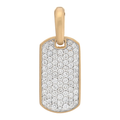 David Yurman 18K Yellow Gold Diamond 21mm Chevron Dog Tag Pendant 1 of 3